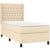  Krevet s oprugama i madracem krem 90 x 200 cm od tkanine | shoptok.hr