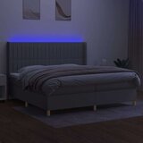  Krevet box spring s madracem LED svjetlosivi 200x200 cm tkanina | shoptok.hr