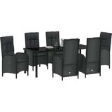  Vrtna garnitura - 6-dijelni vrtni blagovaonski set Crni Poli Ratan | shoptok.hr