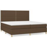  Box spring postelja z vzmetnico temno rjav 200x200 cm blago | Shoptok.si