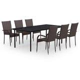  7-dijelni vrtni blagovaonski set smeđe-crni | shoptok.hr