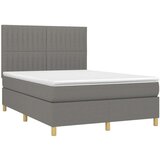  Box spring postelja z vzmetnico LED temno siva 140x200 cm blago, (20930634) | Shoptok.si
