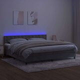  Box spring postelja z vzmetnico LED svetlo siva 200x200cm žamet, (20789913) | Shoptok.si