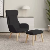  Stolica za opuštanje s tabureom od tkanine crna