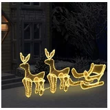  Božični okras 2 jelena in sani z mrežo s 648 LED lučkami