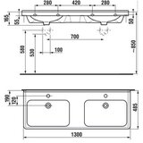 Jika H8144200001041 Cubito 130 x 48,5 cm dvojni keramični umivalnik | Shoptok.si