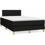  Box spring postelja z vzmetnico LED črna 120x190 cm blago