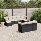 vidaXL 10-dijelni set vrtnih sofa s jastucima crni od poliratana | shoptok.hr