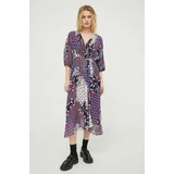 Ba&sh Obleka s primesjo svile vijolična barva