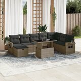 Maison Chic Seti vrtnega pohištva - Vrtna garnitura - Vrtni pohištvo set 9-delna z blazinami siv poli ratan, (21796418) | Shoptok.si