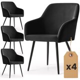 AKORD Estelle Gladki Jedilni Stoli Iz Žameta, Komplet 4 Stolov, Črna, Črne Noge, (5000333495) | Shoptok.si