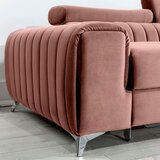 ELTAP Rožnata žametna raztegljiva/s prostorom za shranjevanje kotna sedežna garnitura (desni kot/z ležalnikom) Grayson – | Shoptok.si