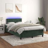  Box spring postelja z vzmetnico LED tem. zelena 120x200cm žamet | Shoptok.si