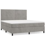  Box spring postelja z vzmetnico svetlo siva 160x200 cm žamet, (20902437) | Shoptok.si