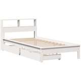 vidaXL Krevet s regalom za knjige bez madraca bijeli 75x190cm borovina | shoptok.hr
