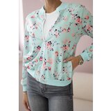 Kesi Women's floral sweatshirt with a zipper mint | shoptok.hr