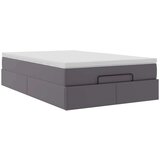 vidaXL Otomanski posteljni okvir z vzmetnico siv 120x190 cm um. usnje, (21611851) | Shoptok.si