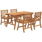  5-dijelni vrtni blagovaonski set od masivnog bagremovog drva Smeđa 150 cm table length | shoptok.hr