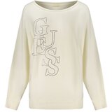 Guess Jeans ženski pulover sa širokim izrezom i cirkonima bijeli | shoptok.hr