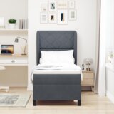 vidaXL Box Spring postelja z vzmetnico temno siva 80x200 cm žamet | Shoptok.si