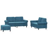  3-dijelni set sofa s jastucima plavi baršunasti | shoptok.hr
