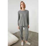Trendyol Grey Knitted Pajama Set Cene