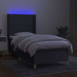 Box spring postelja z vzmetnico LED temno siva 90x190 cm blago, (20999431) | Shoptok.si