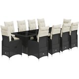 vidaXL 11-dijelni vrtni bistro set od poliratana s jastucima crni | shoptok.hr