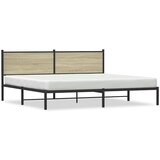 Furnova Kovinski posteljni okvir brez vzmetnice sonoma hrast 193x203 cm, (21938730) | Shoptok.si