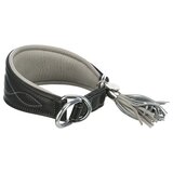  Ogrlica za hrta koža s-m 33-42cm /60 mm crno siva | Eponuda.com