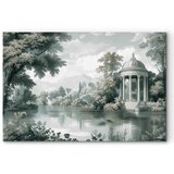  Slika - View of the Park and Lake Retro Vintage Landscape in Greens 60x40 Standard | shoptok.hr