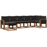 vidaXL Zunanja garnitura za sedenje z blazino 7 pcs Naravna in črna, (5000281486) | Shoptok.si