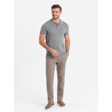 Ombre Men's classic cut chino pants with soft texture - ash | Shoptok.si