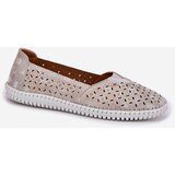 EVENTO Suede perforated women's loafers gold-gray Chulieta | Shoptok.si