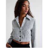 Koton Tweed Bomber Jacket with Pockets and Buttoned Shirt Collar | Shoptok.si