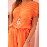 Kesi Włoski Viscose set pleated blouse + trousers orange | shoptok.hr