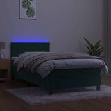  box spring s madracem LED tamnozeleni 100x200 cm baršun | shoptok.hr