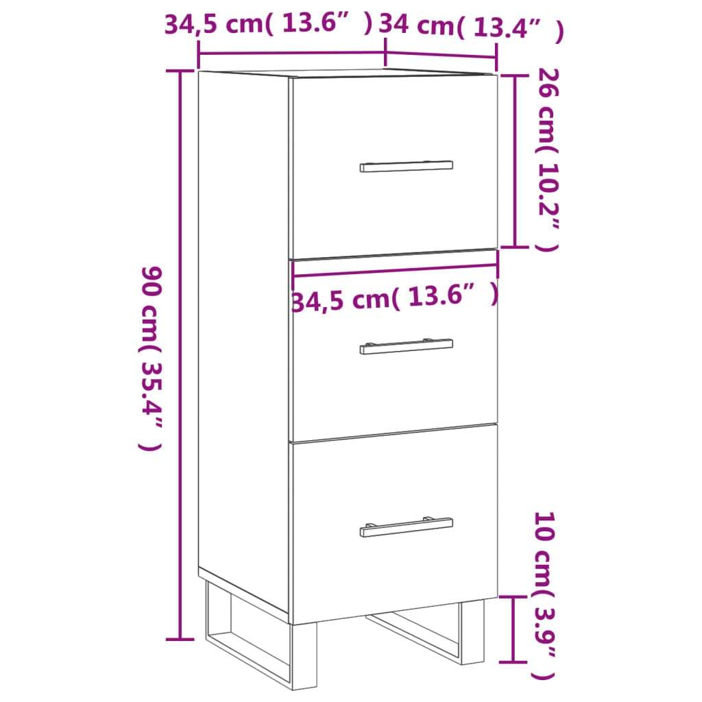 vidaXL Komoda siva sonoma 34,5x34x90 cm inženirski les | Shoptok.si