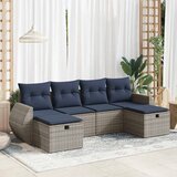  6-dijelni set vrtnih sofa od poliratana s jastucima sivi | shoptok.hr