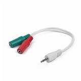 Gembird audio adapter za slušalice 3,5mm 4pin to 2x 3,5 mm 3pin (mic/slušalice), white, CCA-417W | Eponuda.ba