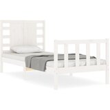 Maison Chic Posteljni okvir - Enojna postelja - Postelja za odrasle 75x190 cm z vzglavjem bel trden les-J15758, (21762971) Cene