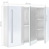vidaXL LED kopalniška omarica z ogledalom 89x14x62 cm sijoče bela | Shoptok.si