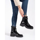 GOODIN Lacquered black women's ankle boots with a zipper | shoptok.hr