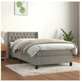  spring krevet s madracem svjetlosivi 90x190 cm baršunasti | shoptok.hr