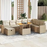  9-dijelni set vrtnih sofa s jastucima bež od poliratana bagrem | shoptok.hr