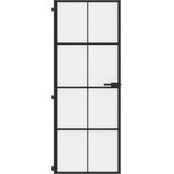 Sobna vrata tanka crna 76 x 201,5 cm kaljeno staklo i aluminij | shoptok.hr
