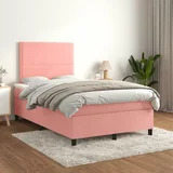Box spring postelja z vzmetnico roza 120x200 cm žamet, (20896393)