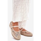 Boto Mesh Espadrilles With Embroidery On Platform Beige Laxisa | shoptok.hr
