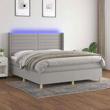  Box spring postelja z vzmetnico LED sv. siva 160x200 cm blago, (20937637) | Shoptok.si