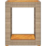  Vrtni bočni stolić s drvenom pločom bež 60x40x75 cm poliratan | shoptok.hr